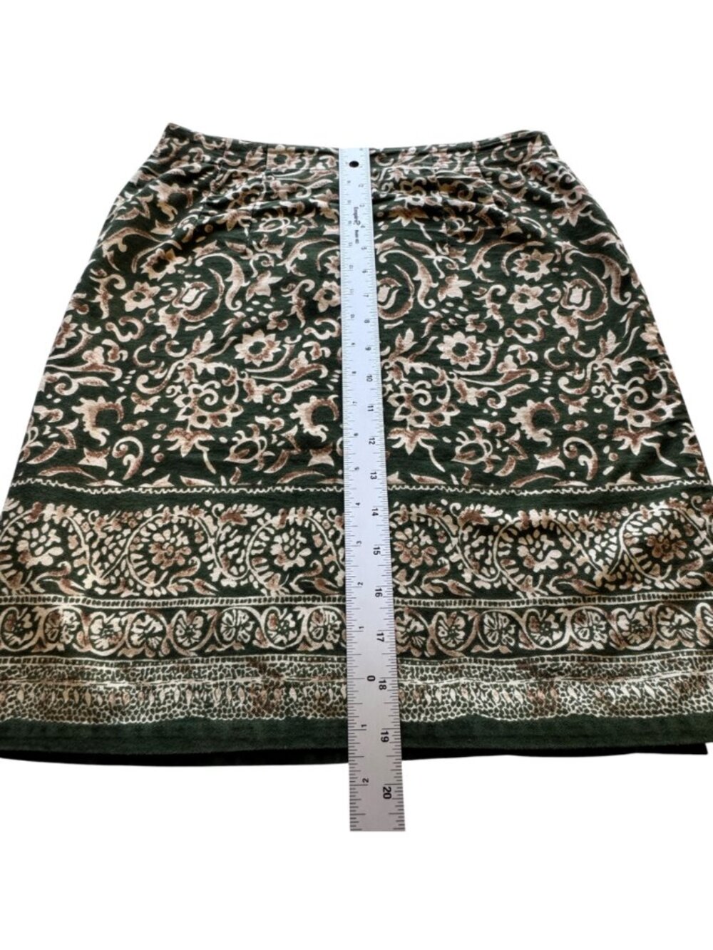 Sun River Wrap Skirt Size M Green Gold Cotton Batik Pattern Border Detail - Picture 14 of 16